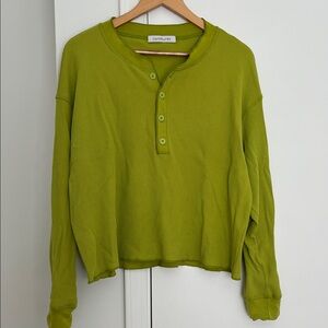 Daydreamer LA Chartreuse Green Long Sleeve Henley